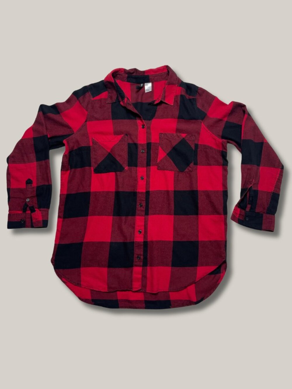 H&M DIVIDED Women Buffalo Plaid Button-up Shirt Size 8